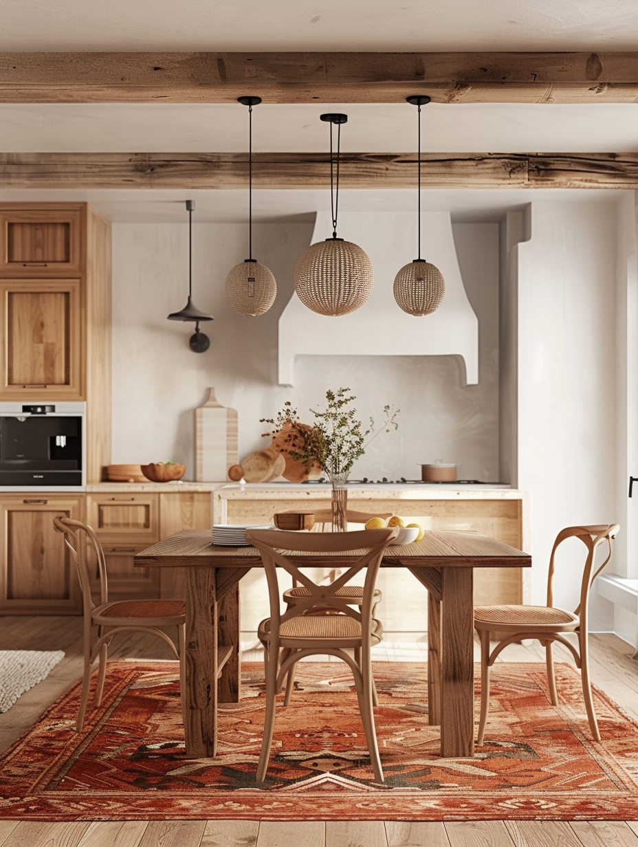 DIY decor items adding personal flair to a modern boho dining room