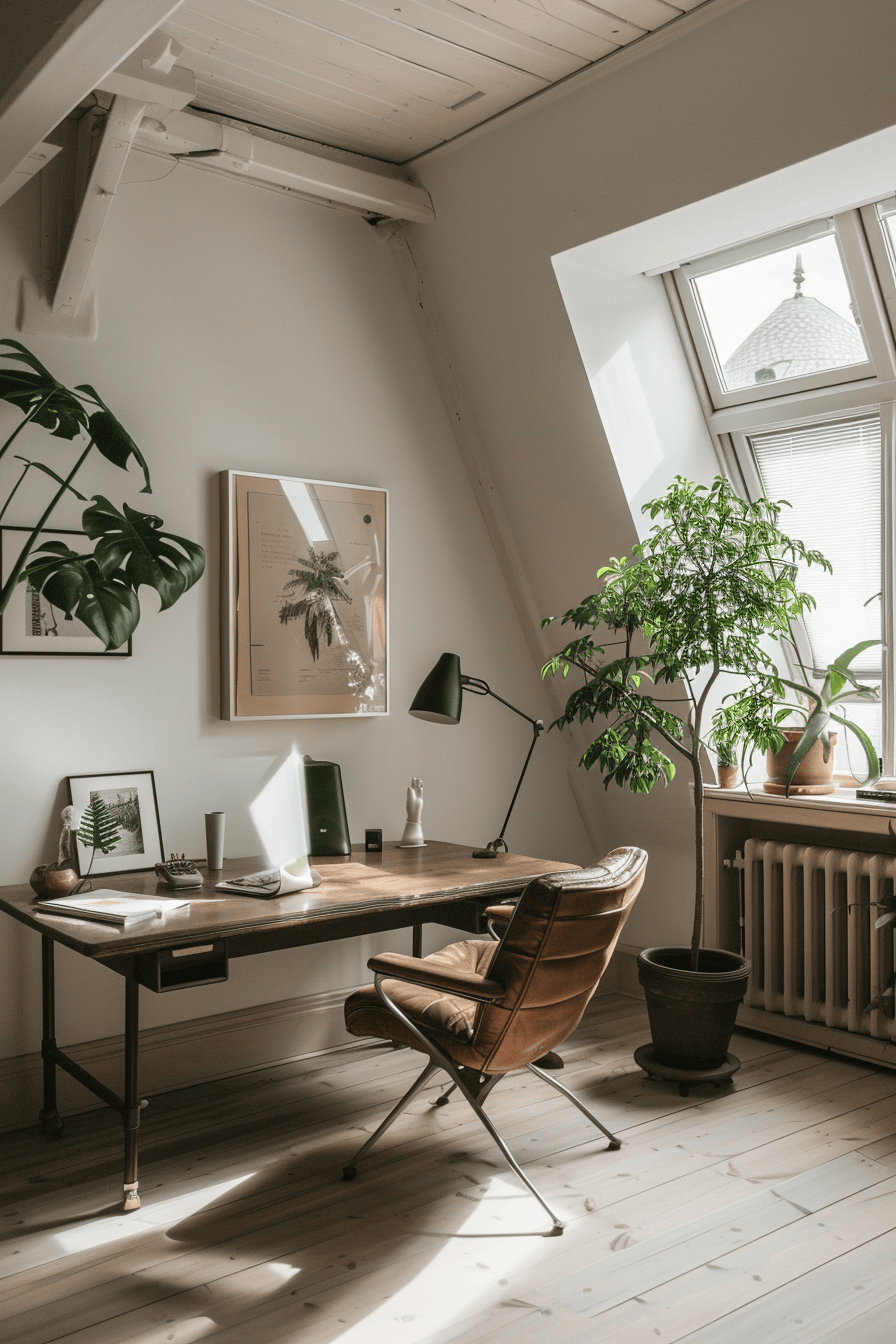 modern cozy Scandinavian Home Office, minimalist